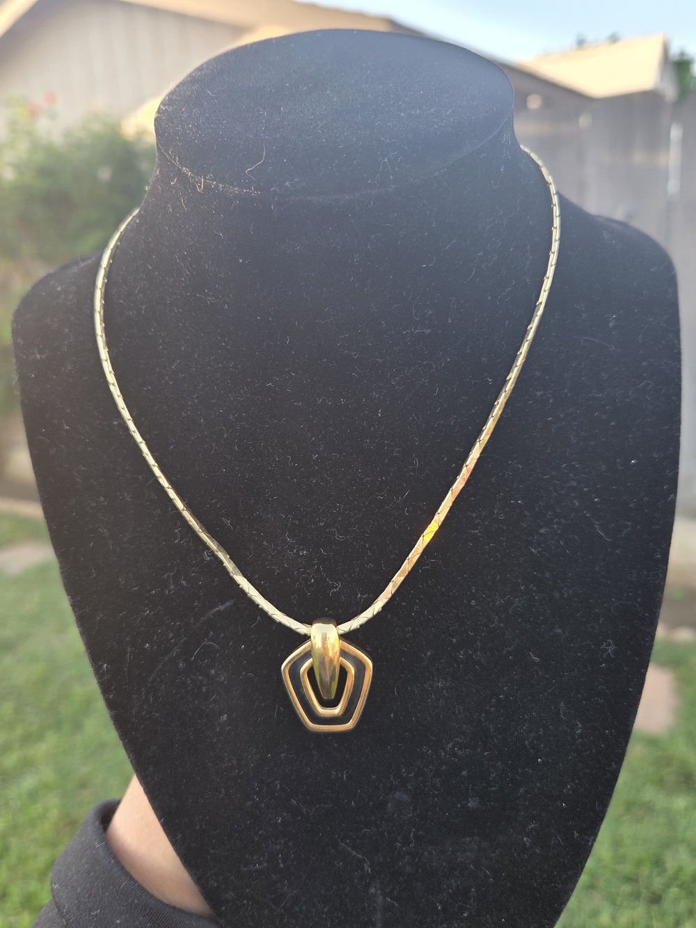 Vintage Gold-Tone Givenchy Necklace Geometric Pendant Necklace - Women Jewelry